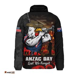 Sydney Roosters Padded Jacket Anzac Day Rising Dawn Ceremony Lest We Forget Courage