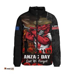 St. George Illawarra Dragons Padded Jacket Anzac Day Rising Dawn Ceremony Lest We Forget Courage