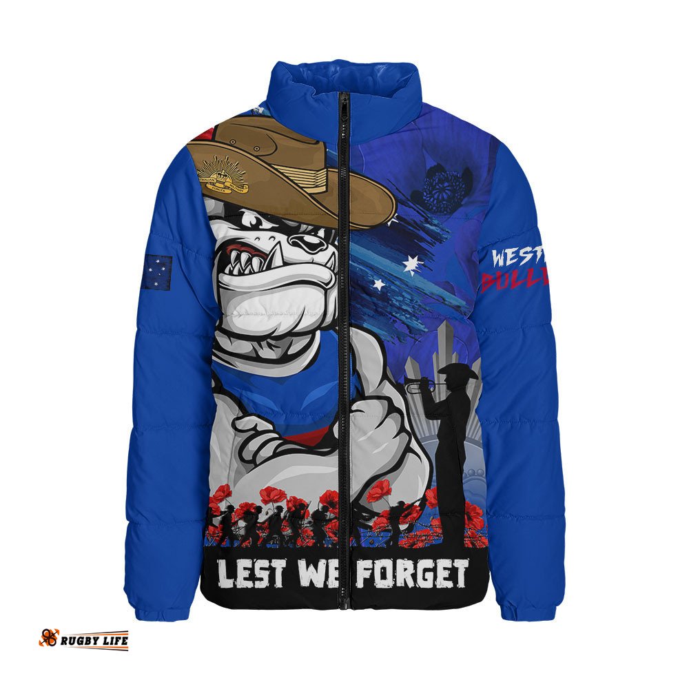 Western Bulldogs Padded Jacket ANZAC Inspired Football Fan Memorial Design