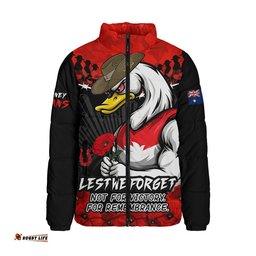 Sydney Swans Padded Jacket ANZAC Day Not For Victory For Remembrance