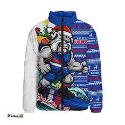 Western Bulldogs Padded Jacket Christmas Holiday Santa Rides The Waves