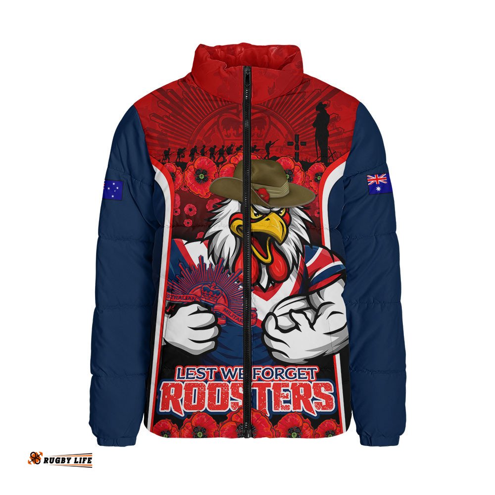 Sydney Roosters Padded Jacket Lest We Forget In Honor And Remembrance