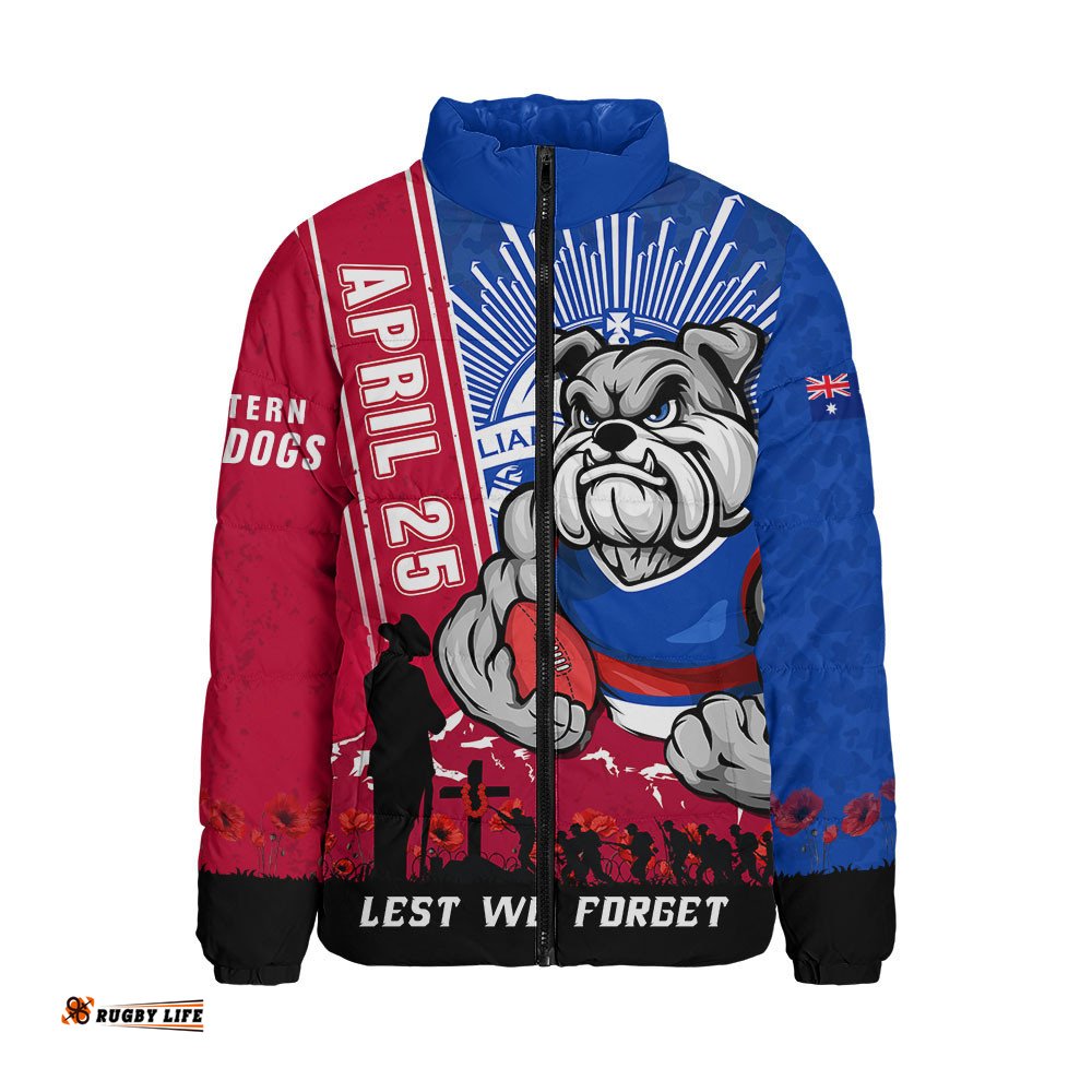 Western Bulldogs Padded Jacket Anzac Day Lest We Forget Memorial