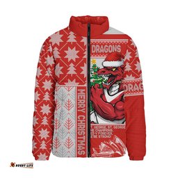St. George Illawarra Dragons Padded Jacket Christmas Magic Knit Style Winter Glow
