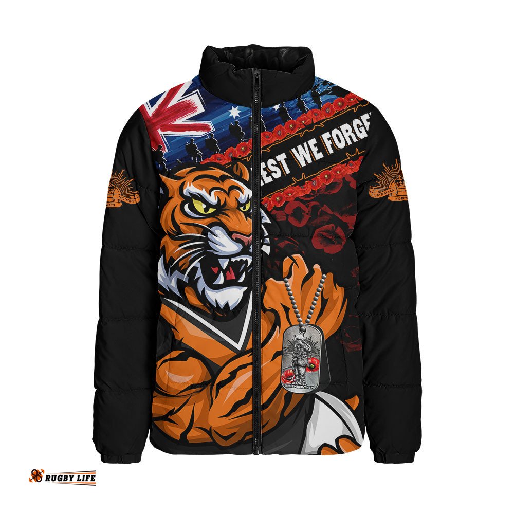 Wests Tigers Padded Jacket Anzac Remembrance Of The Fallen