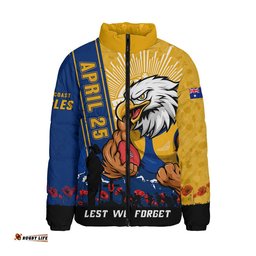 West Coast Eagles Padded Jacket Anzac Day Lest We Forget Memorial