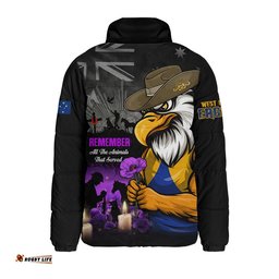 West Coast Eagles Padded Jacket Anzac Day In Memory Of Animals That Served