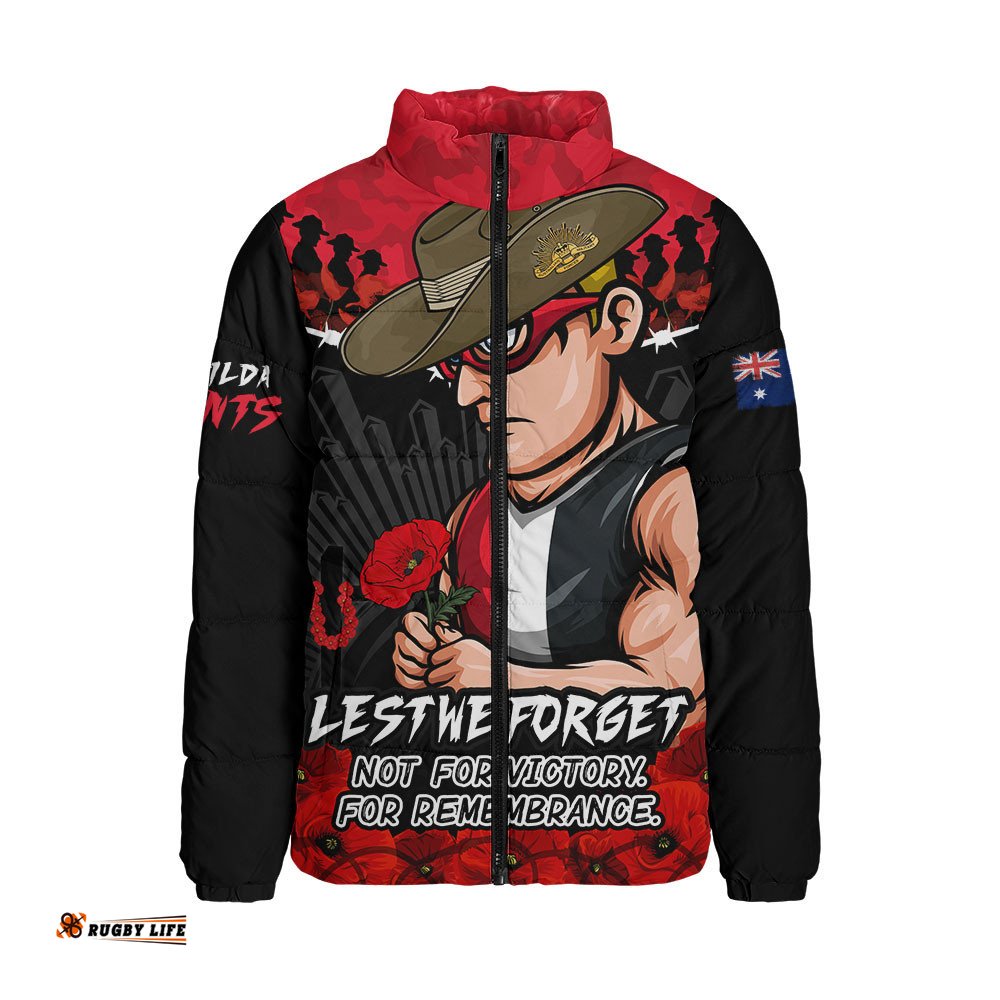 St Kilda Padded Jacket ANZAC Day Not For Victory For Remembrance
