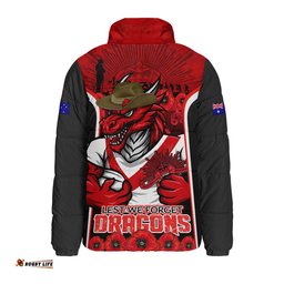 St. George Illawarra Dragons Padded Jacket Lest We Forget In Honor And Remembrance