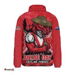 St. George Illawarra Dragons Padded Jacket Anzac Day Pride Of Service Eternal Memory