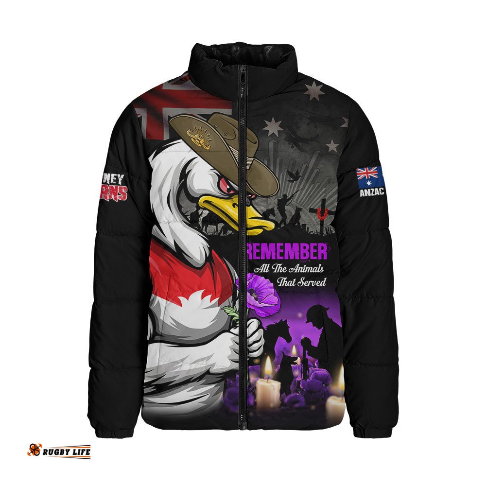 Sydney Swans Padded Jacket Anzac Day In Memory Of Animals That Served