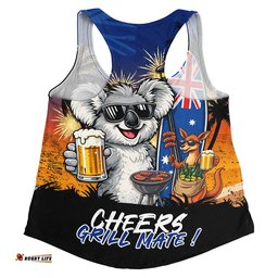 Australia Women Racerback Singlet Australia Day Coastal BBQ Beer Summer Vibes
