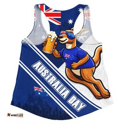 Australia Women Racerback Singlet Australia Day Kangaroo Beer Spirit Of Celebration
