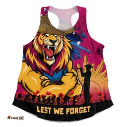Brisbane Lions Women Racerback Singlet ANZAC Inspired Football Fan Memorial Design