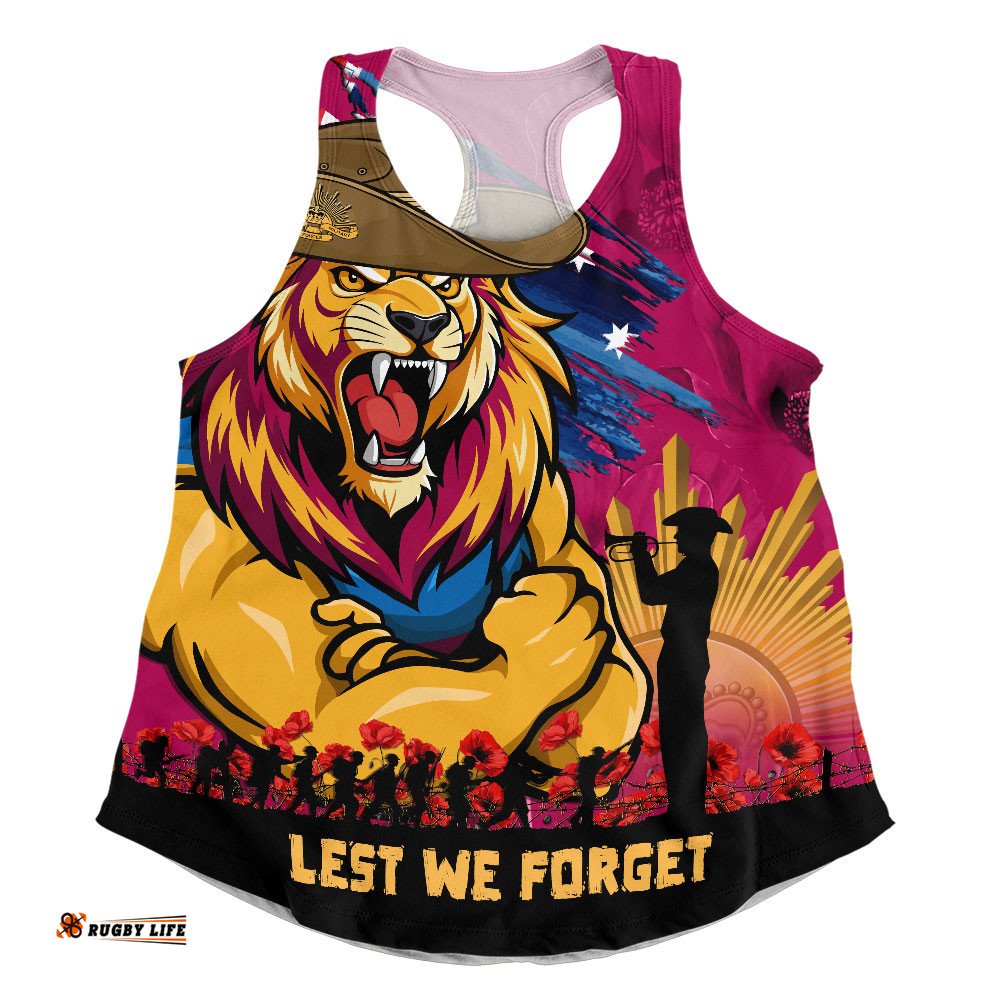 Brisbane Lions Women Racerback Singlet ANZAC Inspired Football Fan Memorial Design