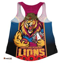 Brisbane Lions Women Racerback Singlet Lest We Forget In Eternal Honor And Duty
