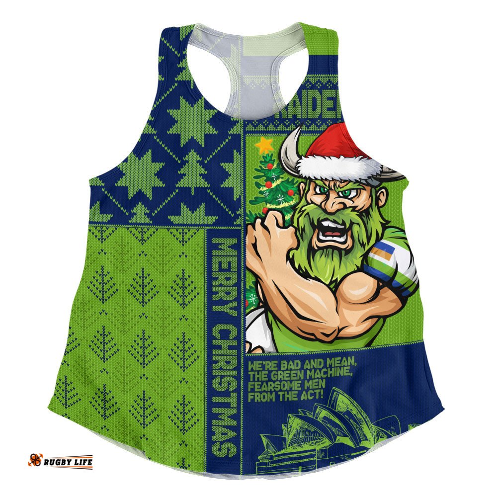 Canberra Raiders Women Racerback Singlet Christmas Magic Knit Style Winter Glow