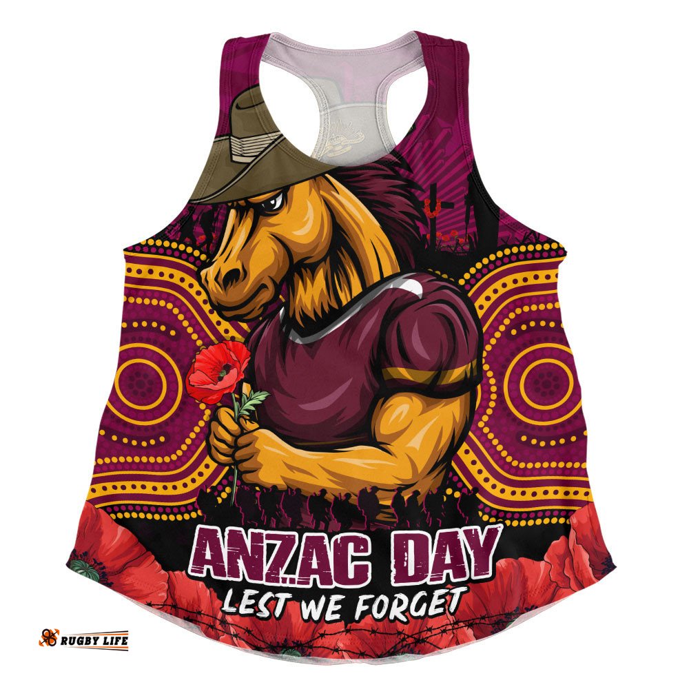 Brisbane Broncos Women Racerback Singlet Anzac Day Pride Of Service Eternal Memory