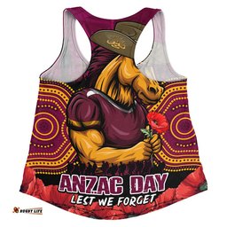 Brisbane Broncos Women Racerback Singlet Anzac Day Pride Of Service Eternal Memory