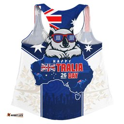 Australia Women Racerback Singlet Australia Day Koala Spirit Blue Flag Celebration