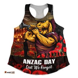 Brisbane Broncos Women Racerback Singlet Anzac Day Rising Dawn Ceremony Lest We Forget Courage