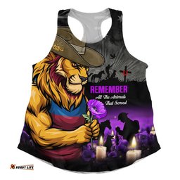 Brisbane Lions Women Racerback Singlet Anzac Day In Memory Of Animals That Served
