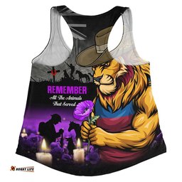 Brisbane Lions Women Racerback Singlet Anzac Day In Memory Of Animals That Served