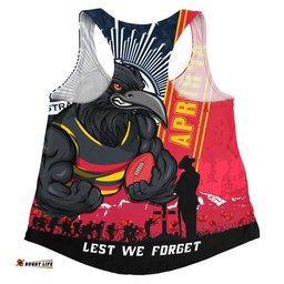 Adelaide Crows Women Racerback Singlet Anzac Day Lest We Forget Memorial