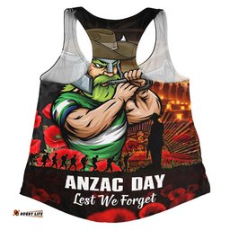 Canberra Raiders Women Racerback Singlet Anzac Day Rising Dawn Ceremony Lest We Forget Courage