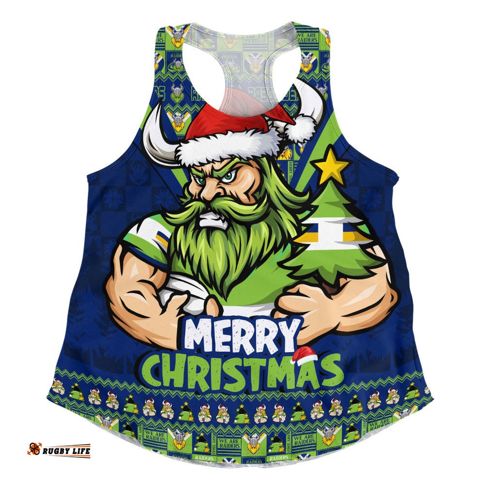 Canberra Raiders Women Racerback Singlet Merry Christmas Festive Spirit Edition