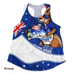 Australia Women Racerback Singlet Australia Day Kangaroo Blue Spirit 26 January Holiday
