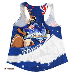 Australia Women Racerback Singlet Australia Day Kangaroo Blue Spirit 26 January Holiday