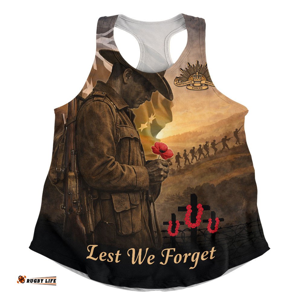 Australia Women Racerback Singlet Anzac Day At Dawn We Remember