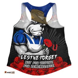 Canterbury-Bankstown Bulldogs Women Racerback Singlet ANZAC Day Red Poppy And Brave Hearts Remembrance