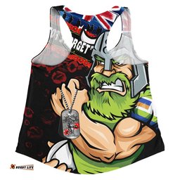 Canberra Raiders Women Racerback Singlet Anzac Remembrance Of The Fallen