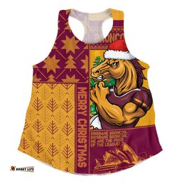 Brisbane Broncos Women Racerback Singlet Christmas Magic Knit Style Winter Glow
