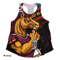 Brisbane Broncos Women Racerback Singlet Anzac Remembrance Of The Fallen