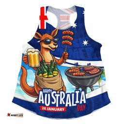 Australia Women Racerback Singlet Australia Day Kangaroo Aussie Summer Beachside BBQ