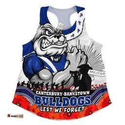 Canterbury-Bankstown Bulldogs Women Racerback Singlet Anzac Day Remembrance Of Courage Loyalty Valor