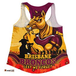 Brisbane Broncos Women Racerback Singlet Anzac Day Remembrance Of Courage Loyalty Valor