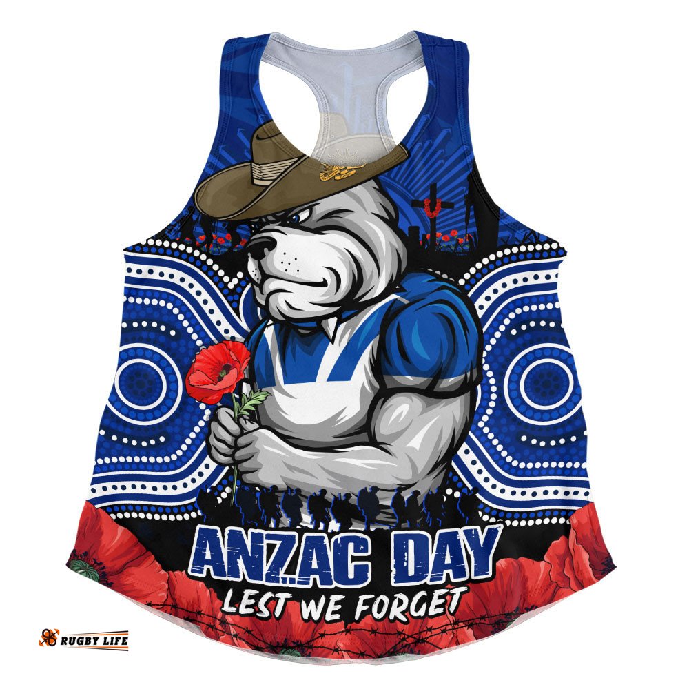Canterbury-Bankstown Bulldogs Women Racerback Singlet Anzac Day Pride Of Service Eternal Memory