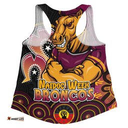 Brisbane Broncos Women Racerback Singlet NAIDOC Week 50 Years Of Deadly Indigenous Pattern