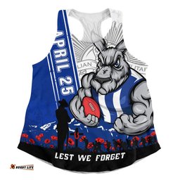 North Melbourne Women Racerback Singlet Anzac Day Lest We Forget Memorial