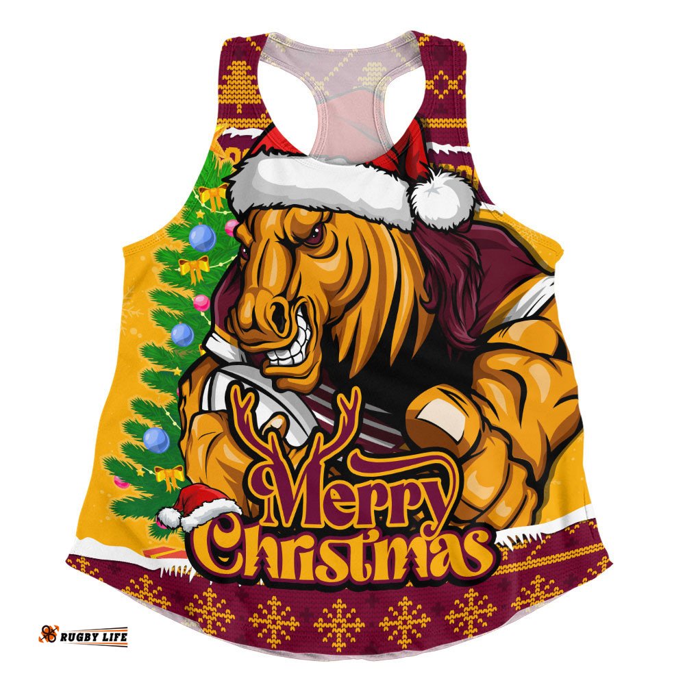 Brisbane Broncos Women Racerback Singlet Merry Christmas Game Day Knit Style Team Edition