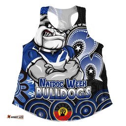Canterbury-Bankstown Bulldogs Women Racerback Singlet NAIDOC Week 50 Years Of Deadly Indigenous Pattern