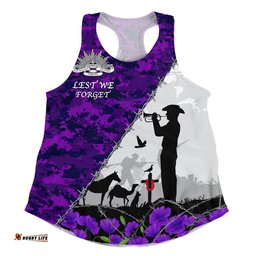 Australia Women Racerback Singlet Anzac Day Two Sides Of Service Purple Poppy Remembrance