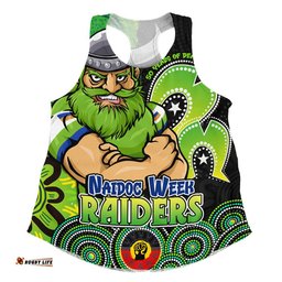 Canberra Raiders Women Racerback Singlet NAIDOC Week 50 Years Of Deadly Indigenous Pattern