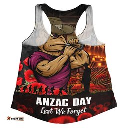 Queensland Maroons Women Racerback Singlet Anzac Day Rising Dawn Ceremony Lest We Forget Courage