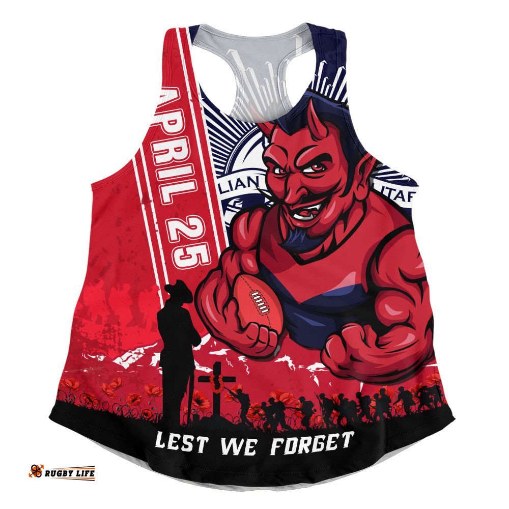 Melbourne Women Racerback Singlet Anzac Day Lest We Forget Memorial