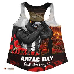 Collingwood Women Racerback Singlet ANZAC Day Lest We Forget Red Poppy And Honor The Brave Tribute